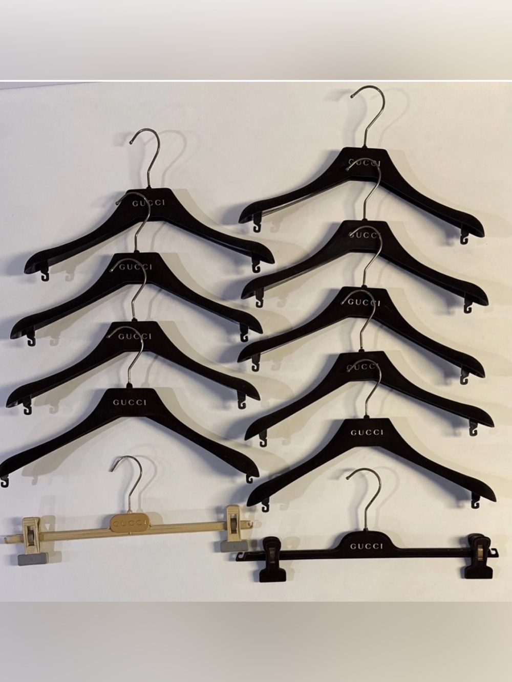 *Lot of 11 Gucci Brown Velvet Hangers 14.5 in